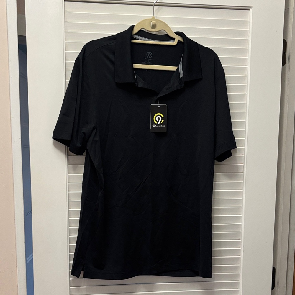 Champion Black Short-Sleeve Polo Top